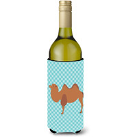"Caroline's Treasures Bactrian Camel Blue Check Decorative Bottle Hugger, 750 ml, Multicolor"
