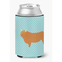 "Caroline's Treasures Highland Cow Blue Check Decorative Can Hugger, Multicolor"