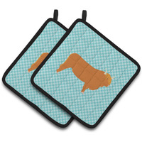 "Caroline's Treasures Highland Cow Blue Check Decorated Pot Holder, 7.5"" x 7.5"""