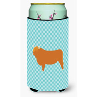 "Caroline's Treasures Highland Cow Blue Check Decorative Can Hugger, Tall Boy, Multicolor"