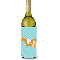 "Caroline's Treasures Guernsey Cow Blue Check Decorative Bottle Hugger, 750 ml, Multicolor"