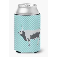 "Caroline's Treasures Hungarian Grey Steppe Cow Blue Check Decorative Can Hugger, Multicolor"
