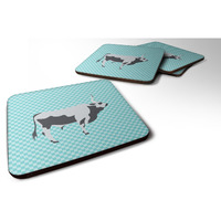 "Caroline's Treasures Hungarian Grey Steppe Cow Blue Check Decorative coasters, 3.5, Multicolor"