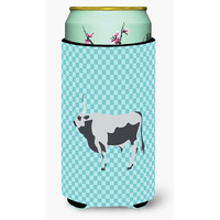"Caroline's Treasures Hungarian Grey Steppe Cow Blue Check Decorative Can Hugger, Tall Boy, Multicolor"