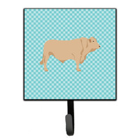 "Caroline's Treasures Charolais Cow Blue Check Wall Hook, Small, Multicolor"