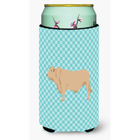 "Caroline's Treasures Charolais Cow Blue Check Decorative Can Hugger, Tall Boy, Multicolor"