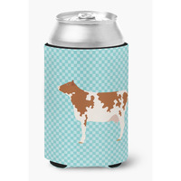 "Caroline's Treasures Ayrshire Cow Blue Check Decorative Can Hugger, Multicolor"