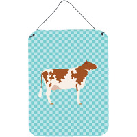 "Caroline's Treasures Ayrshire Cow Blue Check Metal Print, 16hx12w, Multicolor"