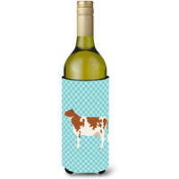 "Caroline's Treasures Ayrshire Cow Blue Check Decorative Bottle Hugger, 750 ml, Multicolor"