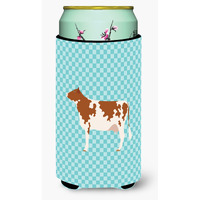 "Caroline's Treasures Ayrshire Cow Blue Check Decorative Can Hugger, Tall Boy, Multicolor"