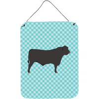 "Caroline's Treasures Black Angus Cow Blue Check Metal Print, 16hx12w, Multicolor"