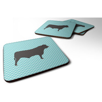 "Caroline's Treasures Black Angus Cow Blue Check Decorative coasters, 3.5, Multicolor"