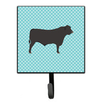 "Caroline's Treasures Black Angus Cow Blue Check Wall Hook, Small, Multicolor"