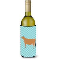 "Caroline's Treasures Jersey Cow Blue Check Decorative Bottle Hugger, 750 ml, Multicolor"