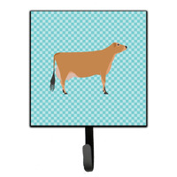 "Caroline's Treasures Jersey Cow Blue Check Wall Hook, Small, Multicolor"