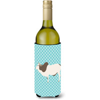 "Caroline's Treasures Malvi Cow Blue Check Decorative Bottle Hugger, 750 ml, Multicolor"