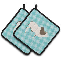 "Caroline's Treasures Malvi Cow Blue Check Decorated Pot Holder, 7.5"" x 7.5"""