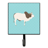 "Caroline's Treasures Malvi Cow Blue Check Wall Hook, Small, Multicolor"