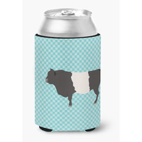 "Caroline's Treasures Belted Galloway Cow Blue Check Decorative Can Hugger, Multicolor"