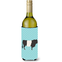 "Caroline's Treasures Belted Galloway Cow Blue Check Decorative Bottle Hugger, 750 ml, Multicolor"