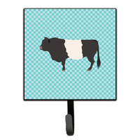 "Caroline's Treasures Belted Galloway Cow Blue Check Wall Hook, Small, Multicolor"