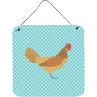 "Caroline's Treasures Blue Frisian Friesian Chicken Check Metal Print, 6"" H x 6"" W"