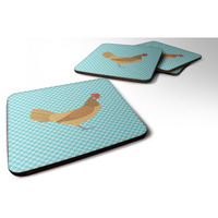 "Caroline's Treasures Frisian Friesian Chicken Blue Check Decorative coasters, 3.5, Multicolor"