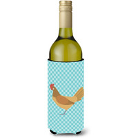 "Caroline's Treasures Frisian Friesian Chicken Blue Check Decorative Bottle Hugger, 750 ml, Multicolor"