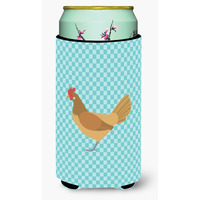"Caroline's Treasures Frisian Friesian Chicken Blue Check Decorative Can Hugger, Tall Boy, Multicolor"