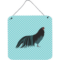 "Caroline's Treasures Blue Sumatra Chicken Check Metal Print, 6"" H x 6"" W"