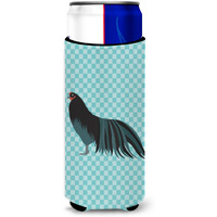 "Caroline's Treasures Sumatra Chicken Blue Check Decorative Can Hugger, Slim, Multicolor"