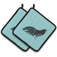 "Caroline's Treasures Sumatra Chicken Blue Check Decorated Pot Holder, 7.5"" x 7.5"""