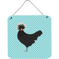 "Caroline's Treasures Blue Polish Poland Chicken Check Metal Print, 6"" H x 6"" W"