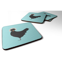 "Caroline's Treasures Polish Poland Chicken Blue Check Decorative coasters, 3.5, Multicolor"