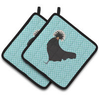 "Caroline's Treasures Polish Poland Chicken Blue Check Decorated Pot Holder, 7.5"" x 7.5"""