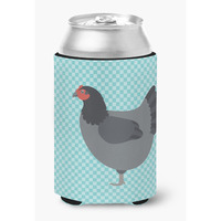 "Caroline's Treasures Jersey Giant Chicken Blue Check Decorative Can Hugger, Multicolor"