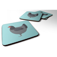 "Caroline's Treasures Jersey Giant Chicken Blue Check Decorative coasters, 3.5, Multicolor"