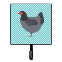 "Caroline's Treasures Jersey Giant Chicken Blue Check Wall Hook, Small, Multicolor"