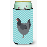 "Caroline's Treasures Jersey Giant Chicken Blue Check Decorative Can Hugger, Tall Boy, Multicolor"