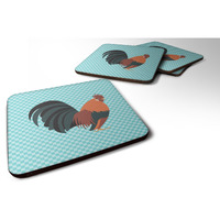 "Caroline's Treasures Dutch Bantam Chicken Blue Check Decorative coasters, 3.5, Multicolor"