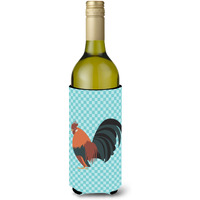 "Caroline's Treasures Dutch Bantam Chicken Blue Check Decorative Bottle Hugger, 750 ml, Multicolor"