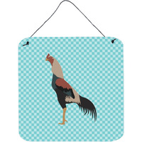 "Caroline's Treasures Blue Kulang Chicken Check Metal Print, 6"" H x 6"" W"