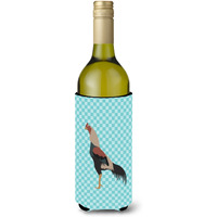 "Caroline's Treasures Kulang Chicken Blue Check Decorative Bottle Hugger, 750 ml, Multicolor"