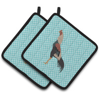 "Caroline's Treasures Kulang Chicken Blue Check Decorated Pot Holder, 7.5"" x 7.5"""