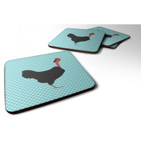 "Caroline's Treasures Naked Neck Chicken Blue Check Decorative coasters, 3.5, Multicolor"