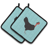 "Caroline's Treasures Naked Neck Chicken Blue Check Decorated Pot Holder, 7.5"" x 7.5"""