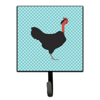 "Caroline's Treasures Naked Neck Chicken Blue Check Wall Hook, Small, Multicolor"