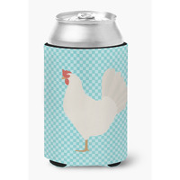 "Caroline's Treasures Leghorn Chicken Blue Check Decorative Can Hugger, Multicolor"