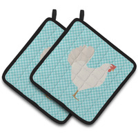 "Caroline's Treasures Leghorn Chicken Blue Check Decorated Pot Holder, 7.5"" x 7.5"""