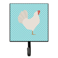 "Caroline's Treasures Leghorn Chicken Blue Check Wall Hook, Small, Multicolor"